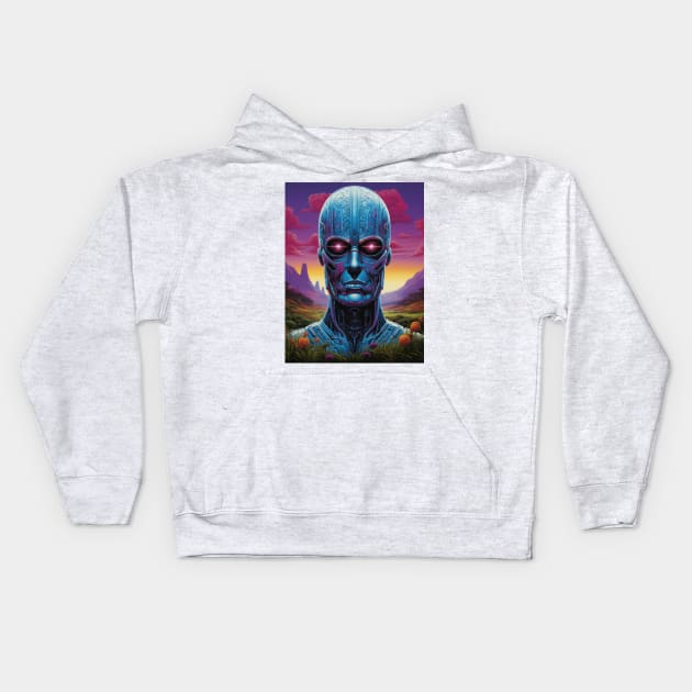 Robot Dreamscape Kids Hoodie by TooplesArt